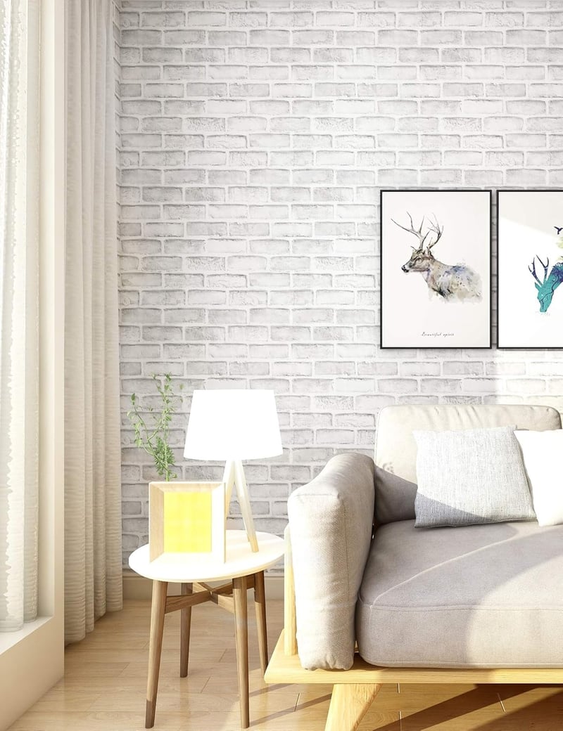 myforHD Öntapadós Tégla Mintás Tapéta - Vintage Fehér Fal Dekoráció, Vízálló PVC Matrica Bútorokra, Falra, Ajtóra (45 x 300 cm)