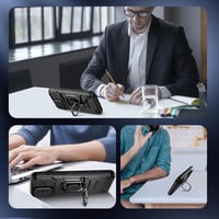 Doeshine iPhone 15 Pro Max Tok, 360° Gyűrűs Állvánnyal, Kamera Védőfedéllel, Katonai Ütésálló Védelem, 2db Képernyővédő Fóliával, Fekete 8
