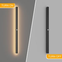 K-Bright 120 cm-es Kültéri LED Fali Lámpa Mozgásérzékelővel - IP65 Vízálló Fekete Modern Világítás Kerthez, Garázshoz, 3000K Meleg Fehér Fén 3