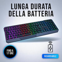 KLIM Chroma Vezeték Nélküli Gamer Billentyűzet - RGB Háttérvilágítás, Vízálló, Olasz Kiosztás, 10 Millió Leütés Élettartam, PC Kompatibilis 3
