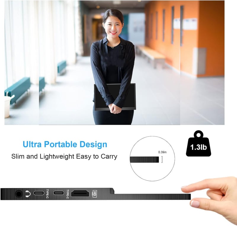 HTNZIR 11,6" Hordozható Érintőképernyős Monitor HDMI/USB-C - Raspberry Pi, Laptop, PS4 Kompatibilis