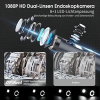 DPduct 10m Kettős Lencsés Endoszkóp Kamera 5.0" IPS Kijelzővel - 7.9mm IP67 Vízálló Ipari Vizsgálókamera 8+1 Állítható LED Világítással 4