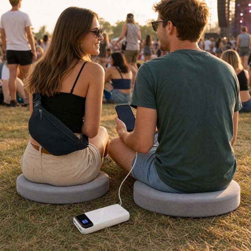 Festivalový záchranný balíček: ľadvinka + 2x vankúš + 20000 mAh powerbank