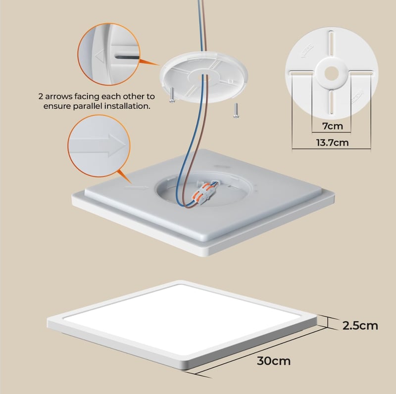 BLNAN LED Mennyezeti Lámpa 24W Ultravékony - 3 Színhőmérséklet (3000K/4000K/5000K) 2400LM - Hálószobába, Nappaliba, Konyhába, Fürdőszobába