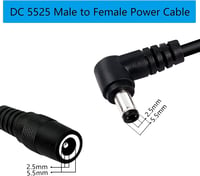 GINTOOYUN 2 db DC5525 Tápkábel Hosszabbító, 90 fokos, 1m, 18AWG, LED világításhoz, CCTV-hez, autóhoz - 5.5x2.5mm 2