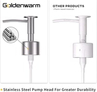 goldenwarm Matt Fekete Üveg Szappanadagoló 330ml - Rozsdamentes Acél Pumpafejjel Konyhai és Fürdőszobai Használatra - Folyékony Szappan, Sam 3