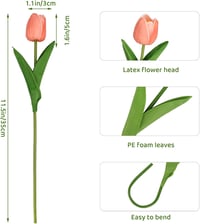 N&T NIETING Élethű Műtulipán Csomag - 12 db Latex Virág Valódi Tapintással, Dekorációs Művirágok Esküvőre, Otthonra, Piros 7