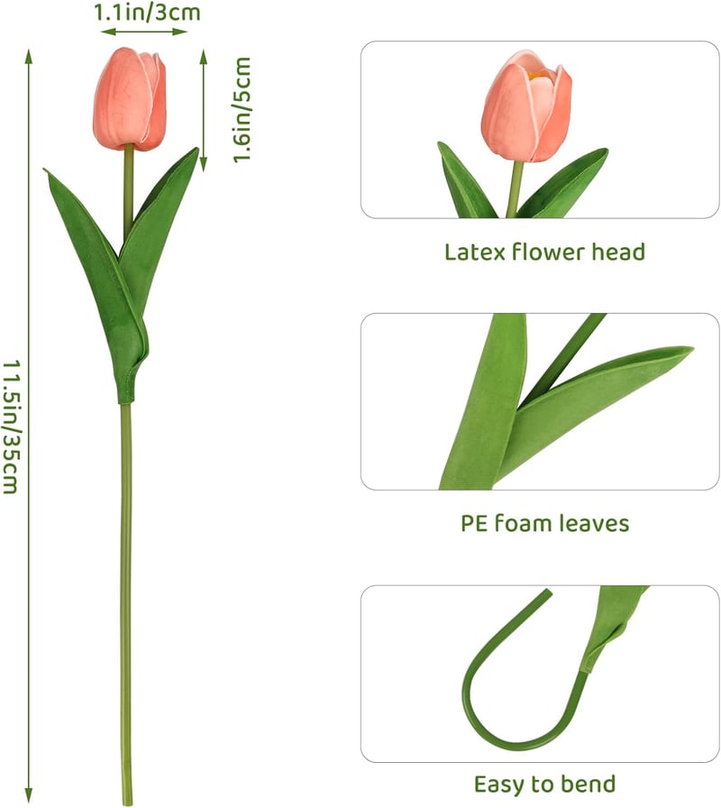N&T NIETING Élethű Műtulipán Csomag - 12 db Latex Virág Valódi Tapintással, Dekorációs Művirágok Esküvőre, Otthonra, Piros