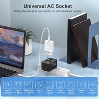 Amoner Univerzális Utazási Adapter USB-C és USB-A Portokkal - Nemzetközi Konverter Amerikai, Olasz, Angol, Japán, Francia Konnektorokhoz 4