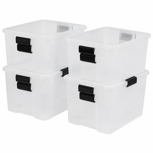 Set 4 cutii de depozitare ermetice Iris Ohyama WSB-45, 45 L, transparente – incomplete: doar 1 bucată — lipsesc 3 capace (stare: vezi poza 2)