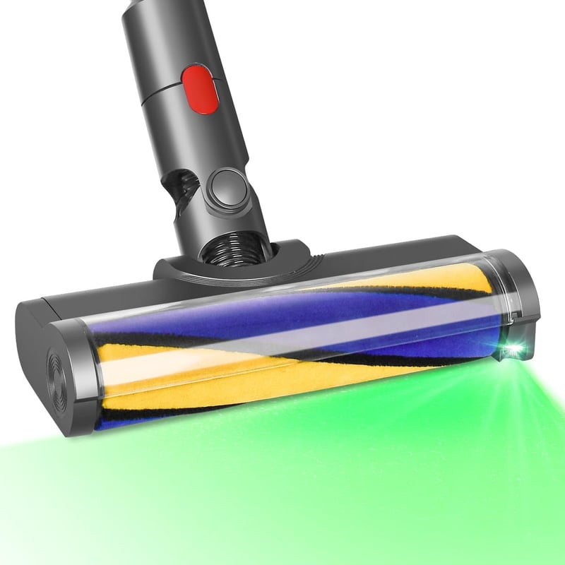DrRobor LED Világításos Puha Görgős Padlófej Dyson V7 V8 V10 V11 Porszívókhoz - Mosható Tisztítófej Kemény Padlóhoz, 180° Forgatható