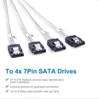 Mini SAS - 4x SATA átalakító kábel, 6G, 0,5m, SFF-8087 - adattároló összekötő 4