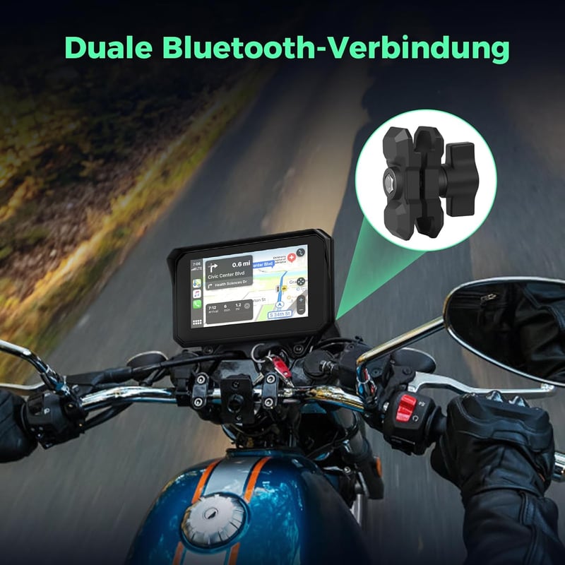 ITEFDTUTNE 5 Colos Vezeték Nélküli Carplay Kijelző Motorkerékpárhoz - IP67 Vízálló Érintőképernyő, Dupla Bluetooth, Hangvezérlés, Navigáció