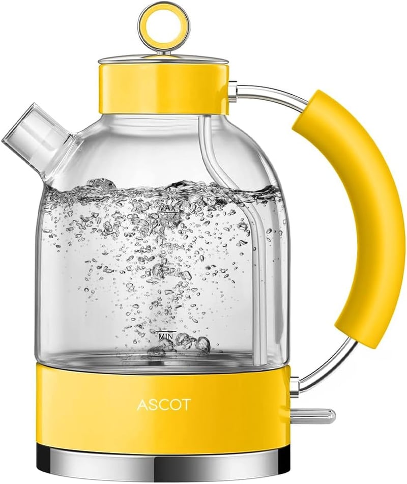 ASCOT Retro Üveg Vízforraló 1,5L - Csendes, Gyors, Automatikus Kikapcsolással