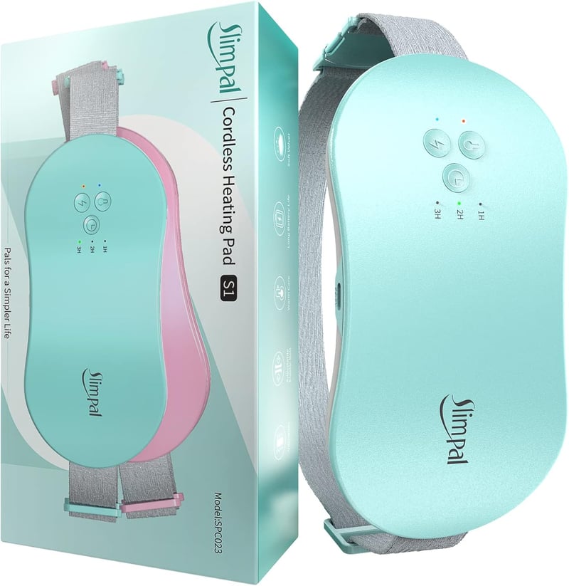 SlimPal Vezeték Nélküli Menstruációs Melegítőöv, USB-s Hordozható Hőpárna Nőknek, Aqua