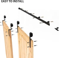 Fekete J-alakú tolóajtó vasalat szett 244cm, 2 faajtóhoz 7