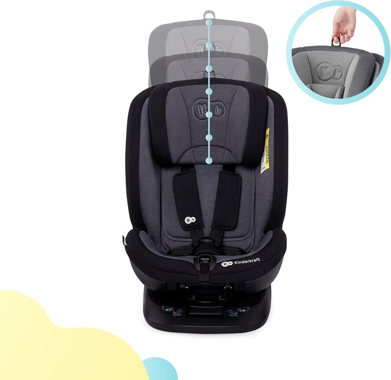 Kinderkraft Xpedition 360° Forgatható Gyerekülés, Isofix Rögzítéssel, 0-36 kg, 7 Pozíciós Dönthetőség, 5-Pontos Biztonsági Öv, Fekete