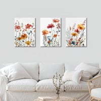 HALFLEMART Vadvirágos Vászonkép 3 Részes - Rusztikus Virágmintás Falikép Kerettel - Nappali Hálószoba Dekoráció - 150 x 70 cm Faldekoráció 5