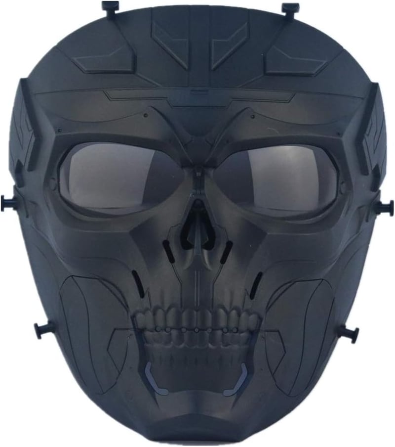 WISEONUS Airsoft Taktikai Koponya Maszk - Teljes Arcvédő Szürke Lencsével, Paintball, Vadászat, CS Játék és Halloween Jelmezhez - Ütésálló T
