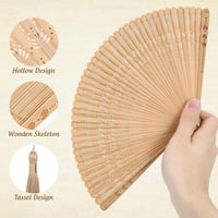 VOSAREA Bamboo Kézi Legyező - Vintage Japán-Kínai Stílusú Bambusz Legyező Esküvőre, Táncra, Partikra, Bojtos Díszítéssel, 18 cm 3