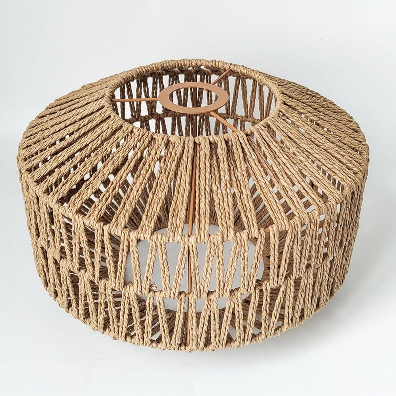 MagiDeal Fonott Papír Lámpaernyő 30x19cm - Kerek Függőlámpa Búra Nappali, Étkező, Hálószoba Dekorációhoz - Klasszikus Rusztikus Stílus - Vil