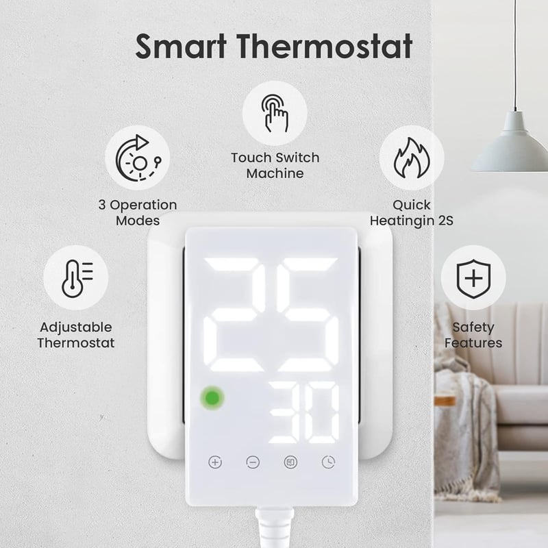 Hocosyme Infravörös Fűtőpanel Termosztáttal - 600W Fali Elektromos Fűtőtest, 120°C, 1-3 Perc Felfűtési Idő, TÜV Tanúsítvány, Érintésérzékeny