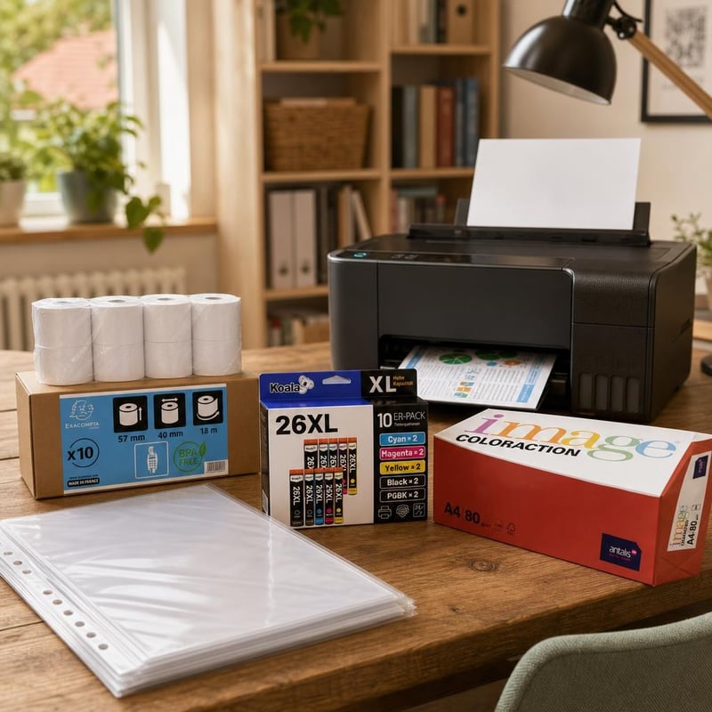 Paket za ispis: 10x 26XL tinte + 500 listova A4 papira + 10x termo rola + 100x A4 košuljica
