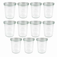 Zavárací pohár Weck Sturzform so skleneným viečkom, 160 ml, priehľadný, na dezerty, 60 mm RR viečko, 11-dielna súprava (neúplné balenie) 1