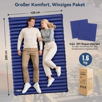 Hikenture Ultrakönnyű Dupla Kempingmatrac - Felfújható Matrac 2 Személynek, Lábpumpával, 200x120cm, Túrázáshoz, Kempingezéshez, Sötétkék 6