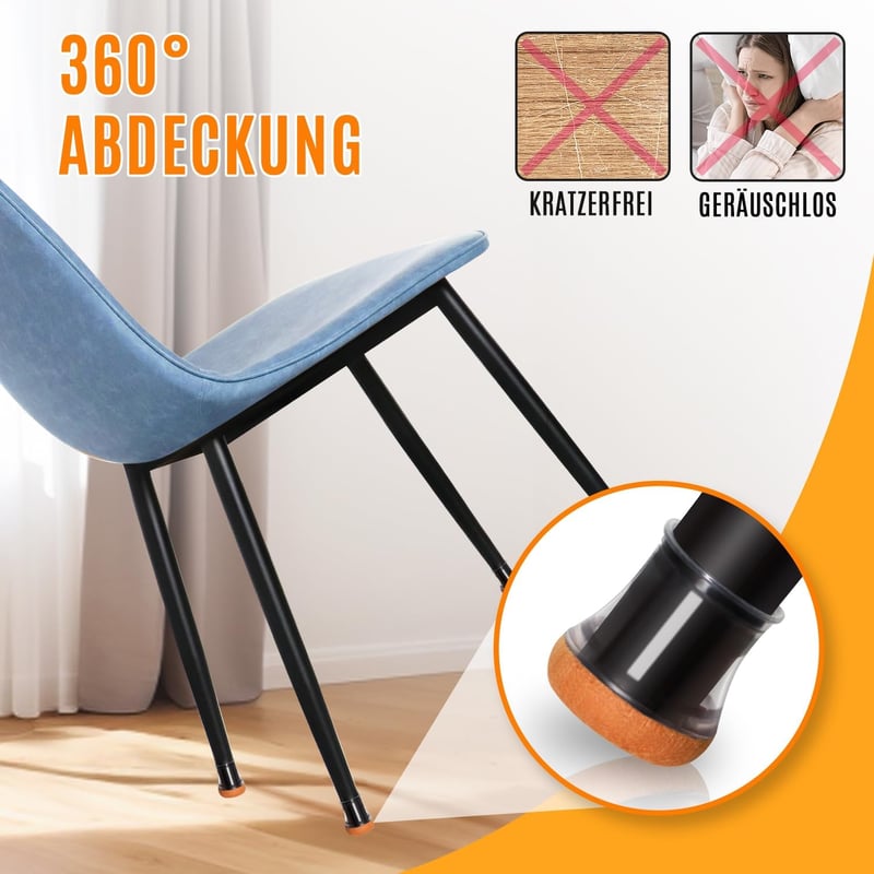 OCONDA 24 db Átlátszó Szilikon Széklábvédő Sapka Filcbetéttel - Ferde Lábakhoz is, Kopásálló Padlóvédő 14-20 mm Átmérőjű Bútorlábakhoz