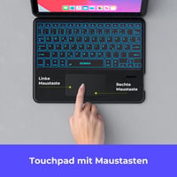 seenda iPad 10 Generációs Tok QWERTZ Bluetooth Billentyűzettel - 7 Színű Háttérvilágítás, Érintőpad, Tolltartó, Levehető Billentyűzet, 10.9" 5