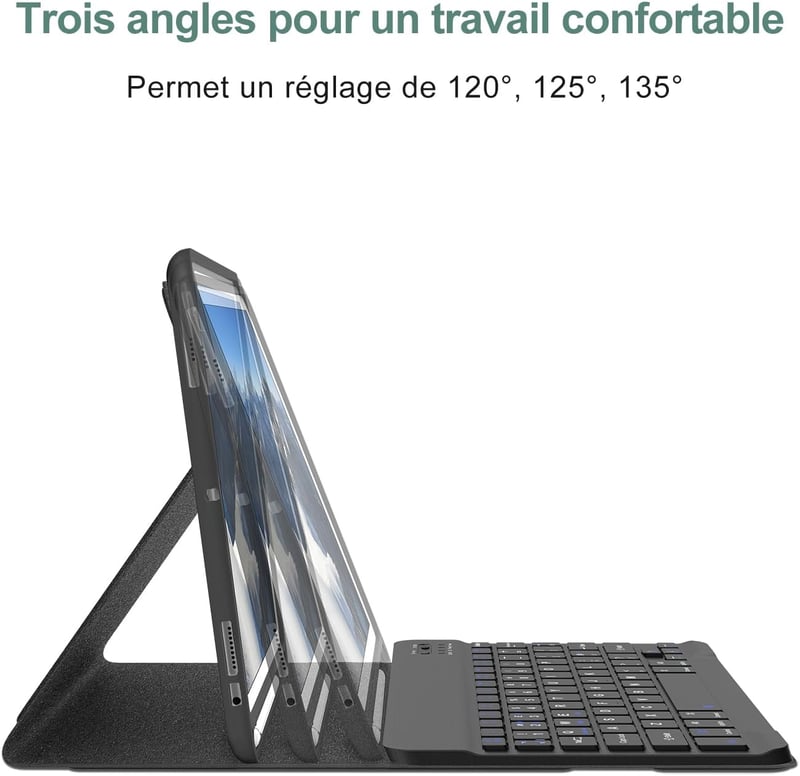 SENGBIRCH iPad 9.7" Tok Francia AZERTY Bluetooth Billentyűzettel - Kompatibilis iPad 6, 5, Pro 9.7, Air 2, Air Modellekkel, Levehető, Automa