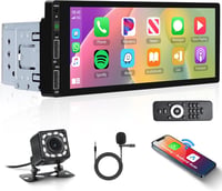 Vezeték nélküli Carplay autórádió 1 DIN Android Bluetooth kihangosítóval, 6,86" érintőképernyővel, tükrözéssel, FM/USB/AUX, kormányvezérléss 1
