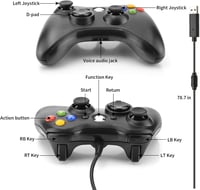 Dhaose Xbox 360 Vezetékes Kontroller PC Windows 7/8/10 Kompatibilis, Ergonomikus Gamepad Kettős Vibrációval, USB Csatlakozás, Plug and Play 5