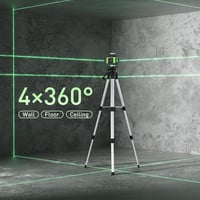 Weytoll 16 Vonalas Keresztlézer Szintező Szett Állvánnyal - 4x360° Zöld Lézer, IP54, 2400mAh Akkumulátor, Bluetooth, Mágneses Alap, Csempézé 3