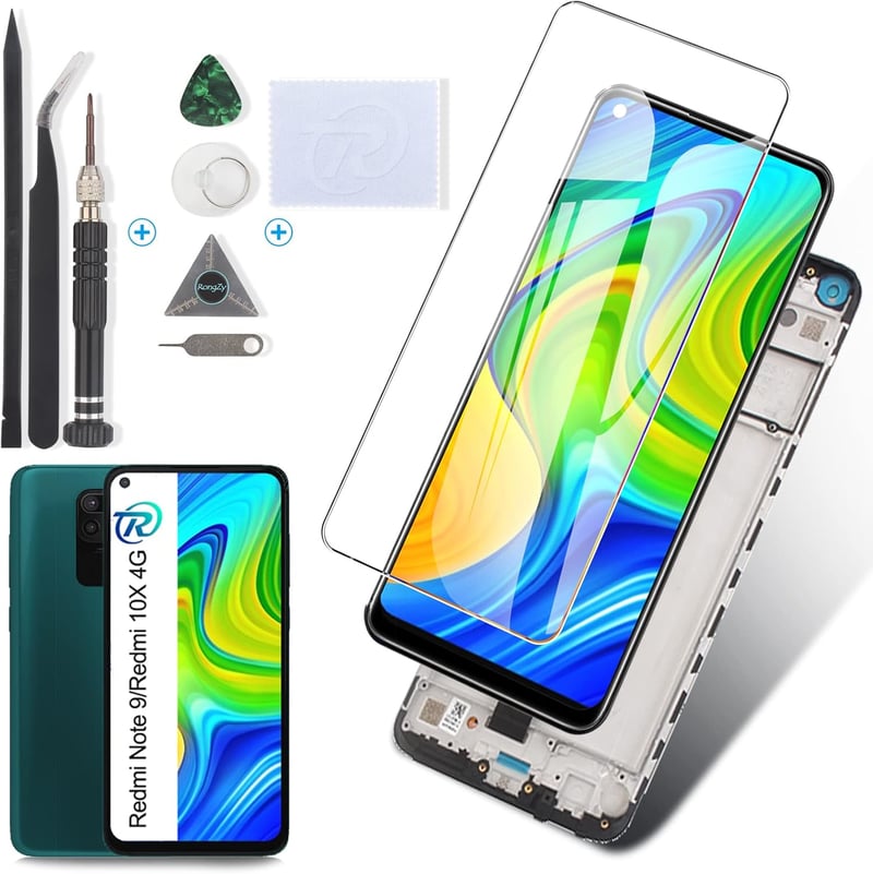 RongZy LCD Kijelző Xiaomi Redmi Note 9/10X 4G Telefonhoz - Érintőképernyős Digitalizáló Fekete Kerettel, Szerelési Eszközökkel