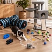 Cicaboldogság vadászcsomag: 2 db kaparókiegészítő + 39 részes alagútjáték + 98,5 cm mászóka + elektromos egér 1