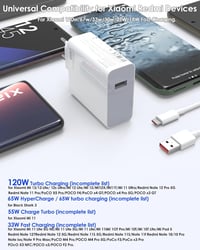 Ruilezyo 120W USB C Gyorstöltő Xiaomi 15/14/13/12 Sorozathoz - Redmi Note 14/13/12 Pro+ és Poco Készülékekhez - 90W/67W Turbo HyperCharge 1M 7