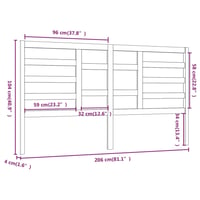 vidaXL Sivé čelo postele z masívneho borovicového dreva 206 x 4 x 104 cm, drevené čelo, nábytok do spálne 6