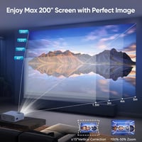 AKATUO 4K Támogatott Hordozható Projektor, Natív 1080P Felbontás, 15000L Fényerő, 5G WiFi, Bluetooth 5.2, 50% Zoom, Otthoni Mozi és Kültéri  7