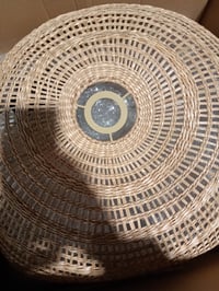Lustră suspendată din ratan împletit stil boem LUSSIOL Paula, natural, cu dulie E27, negru — cupolă ușor îndoită (stare: vezi a 2-a imagine) 2