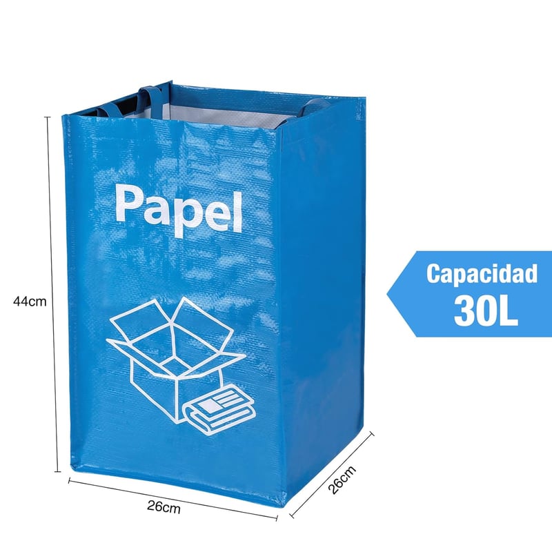 Opret 30L Újrahasznosító Szemeteszsák Szett 3db - Nagy Kapacitású Színes Szelektív Hulladékgyűjtő Fogantyúval Papír, Üveg, Műanyag Hulladékh