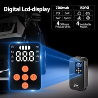 CXY 150 PSI Elektromos Kerékpárpumpa - 7500mAh Akkus Hordozható Kompresszor LED Lámpával 5