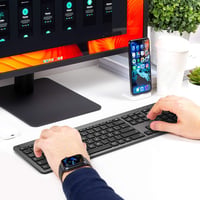 iClever Vezeték Nélküli Billentyűzet és Egér Szett - Újratölthető, Ultravékony, Csendes, QWERTZ Kiosztású PC/Laptop Billentyűzet, Szürke - grey 7