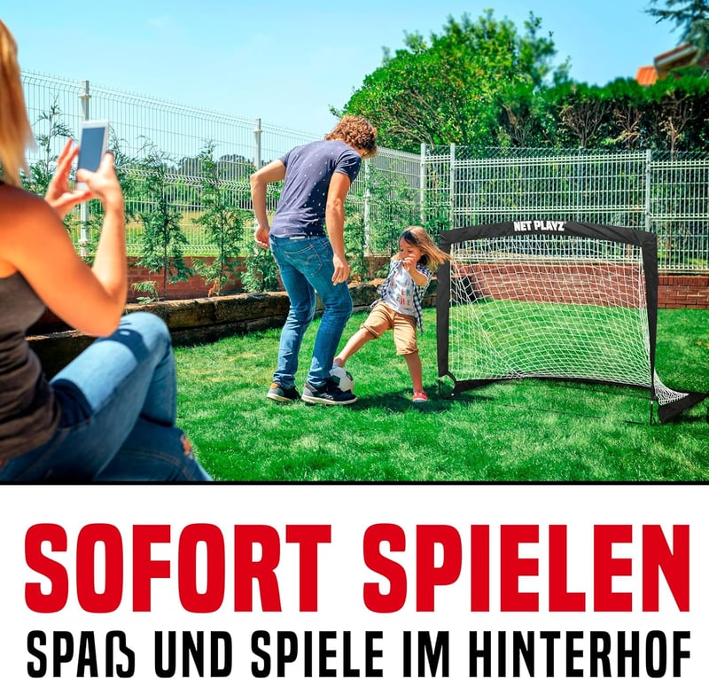 NET PLAYZ Összecsukható Focikapu Szett - 2 db Hordozható Pop-Up Futballkapu, 120 x 90 x 90 cm, Fekete, Üvegszálas Keret, Gyerekeknek és Feln