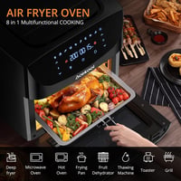Acekool 18L XXL Forrólevegős Sütő, 1800W Olajmentes Fritőz, LED Érintőkijelzővel, Átlátszó Ablakkal, 7 Kiegészítővel, Időzítővel, Fekete 9
