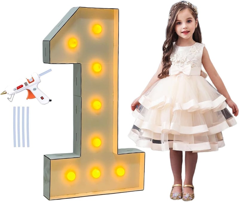 PILIN 100 cm-es LED Világító Szám 1 - Fehér Dekoráció Születésnapra, Esküvőre