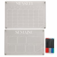 Calendar magnetic pentru frigider SKYCROO din acril transparent, 2 bucăți - tablă de planificare săptămânală și lunară, lavabilă — table crăpate, utilizate 1