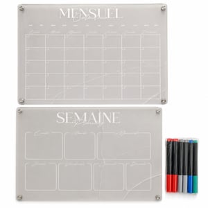 Calendar magnetic pentru frigider SKYCROO din acril transparent, 2 bucăți - tablă de planificare săptămânală și lunară, lavabilă — table crăpate, utilizate