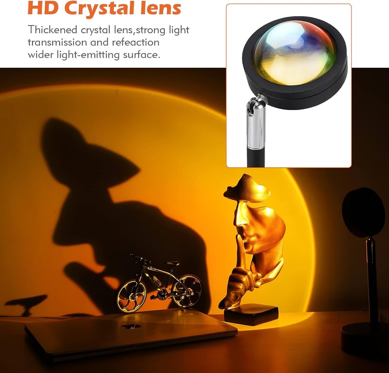 Forgatható LED Naplemente Hangulatfény USB Töltéssel - 360° Állítható